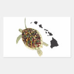 Îles d'Hawaï et tortue d'Hawaï Sticker Rectangulaire
