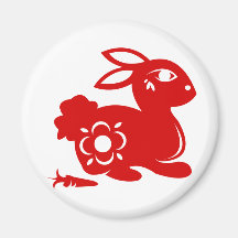 ILLUSTRATION CHINOISE DU LAPIN PAPERCUT DE ZODIAQU MAGNETS POUR RÉFRIGÉRATEUR