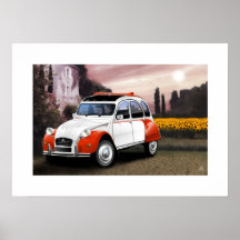 Illustration d'affiche de chariot de Citroen 2CV