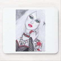 Illustration de belles dames et fleurs tapis de souris