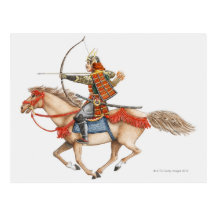 Illustration de premier guerrier samouraï dessus cartes postales