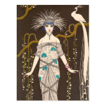 Illustration exagérée de robe de soirée carte postale