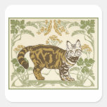 Illustration impressionnante de chat de Nouveau d' Autocollant Carré