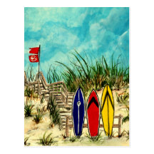 illustration jaune d'art de surf de planche de sur carte postale