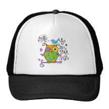 Illustration lunatique de hibou casquettes de camionneur
