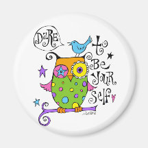 Illustration lunatique de hibou magnets pour réfrigérateur