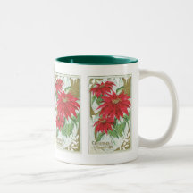 Illustration vintage de poinsettia tasses