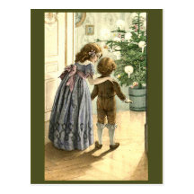 Illustration vintage sur des cartes de Noël Carte Postale
