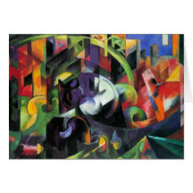 Image avec des bétail par Franz Marc ; MIT Rinder  Cartes De Vœux