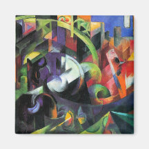 Image avec des bétail par Franz Marc ; MIT Rinder  Aimants