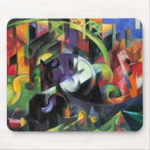 Image avec des bétail par Franz Marc ; MIT Rinder  Tapis De Souris