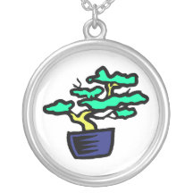 Image bleue abstraite de graphique de pot de bonsa pendentifs personnalisés