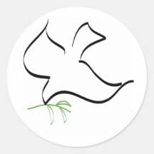 Image de colombe et de branche d'olivier autocollant rond