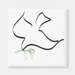 Image de colombe et de branche d'olivier magnets pour réfrigérateur