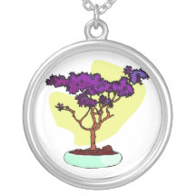 Image graphique droite de bonsaïs pourpres pendentifs