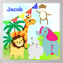 Image personnalisée par animaux mignons de safari  posters