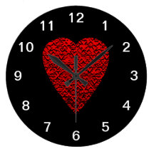 Image rouge lumineuse de coeur horloge