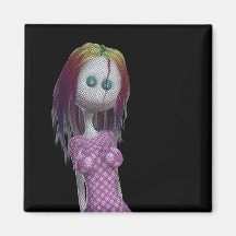 Image tramée de poupée des cheveux 3D Bonga d'arc- Magnets