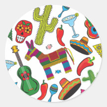 Images mexicaines de partie de fiesta adhésifs ronds