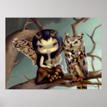 Imaginaire de fée de hibou d'IMPRESSION d'ART d'Ow Affiches