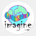 imaginez la paix du monde autocollant rond