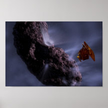 Impact de comète et de vaisseau spatial affiche