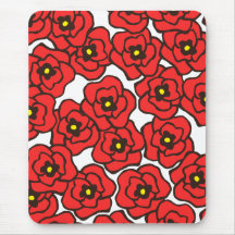 Impression florale rouge moderne Mousepad de pavot Tapis De Souris