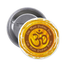 Incantation tibétaine avec le symbole d'Aum Badges Avec Agrafe