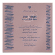 Indigo bleu et faire-part de mariage de Woodrose