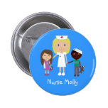 Infirmière de bande dessinée et bouton mignons d'e badges avec agrafe