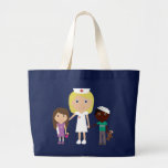 Infirmière de bande dessinée et sac fourre-tout mi