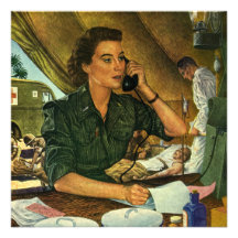 Infirmière médicale patriote et militaire vintage  faire-part