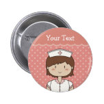 Infirmière mignonne de bande dessinée (brune) badge