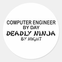 Ingénieur informaticien Ninja mortel Autocollant Rond