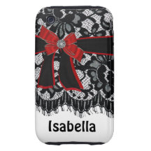 Initiale d'arc, de dentelle et de ruban, nom, cas  coque tough iPhone 3