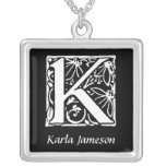 Initiale décorative de monogramme de la lettre K p Colliers Personnalisés