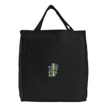 Initiale I de monogramme de fleur Sac De Toile