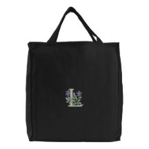 Initiale L de monogramme de fleur Sacs Fourre-tout Brodés