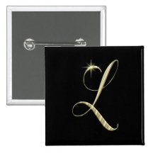 Initiale L de monogramme d'or Badges Avec Agrafe