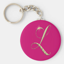 Initiale L de monogramme d'or Porte-clefs