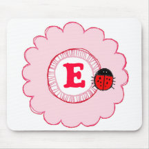 Initiale Mousepad de coccinelle de fleur Tapis De Souris