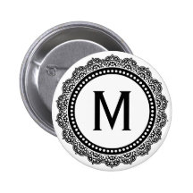 Initiale noire et blanche de coutume de médaillon badge