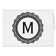Initiale noire et blanche de coutume de médaillon carte