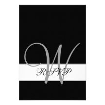 Initiale noire et blanche de monogramme épousant l invitations personnalisées