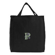 Initiale P de monogramme de fleur Sacs De Toile