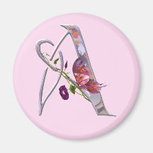Initiale précieuse A de papillon Magnets