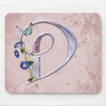 Initiale précieuse D de papillon Tapis De Souris