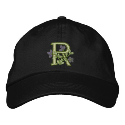 Initiale R de monogramme de fleur Casquettes Brodées Initiale R de monogramme de fleur Casquettes Brodées