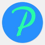 INITIALE ROYALE "P " DE PISTACCHIO AUTOCOLLANT ROND