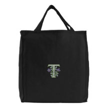 Initiale T de monogramme de fleur Sac En Toile